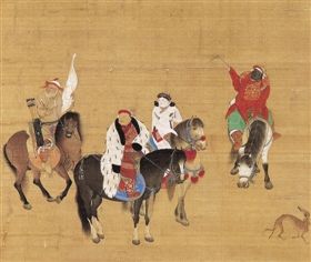 元代刘贯道《元世祖出猎图》(局部)，台北故宫博物院藏